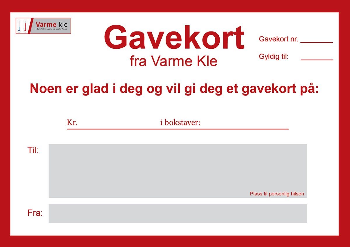 Gavekort Varme Kle side 1